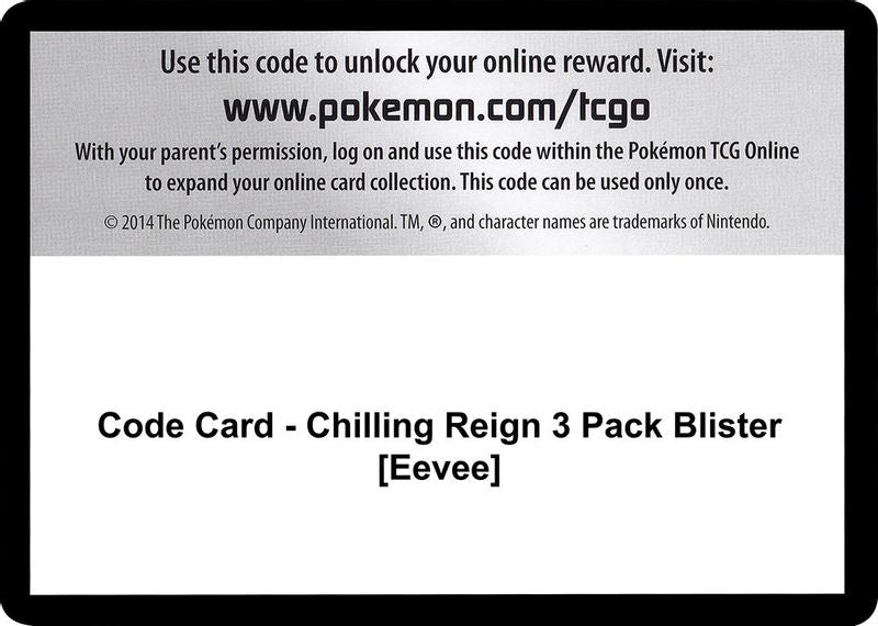 Code Card - Chilling Reign 3 Pack Blister [Eevee] - Code Card