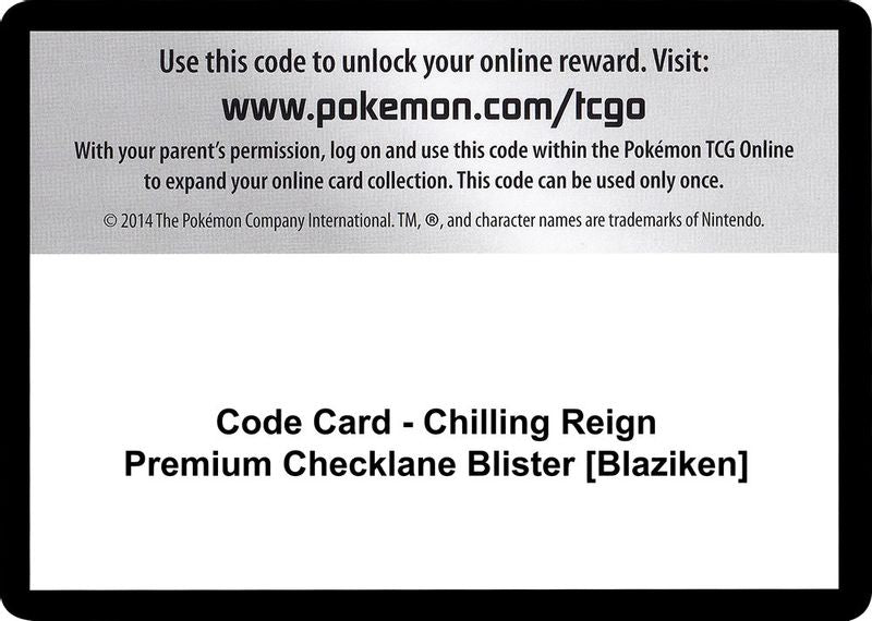 Code Card - Chilling Reign Premium Checklane Blister [Blaziken] - Code Card