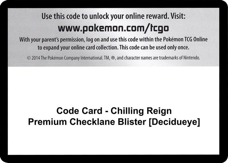 Code Card - Chilling Reign Premium Checklane Blister [Decidueye] - Code Card