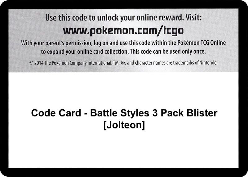 Code Card - Battle Styles 3 Pack Blister [Jolteon] - Code Card