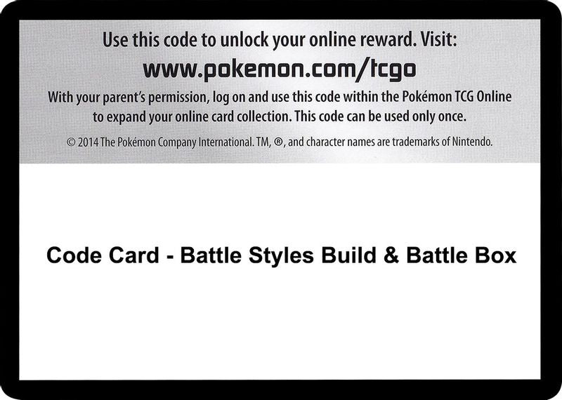 Code Card - Battle Styles Build & Battle Box - Code Card