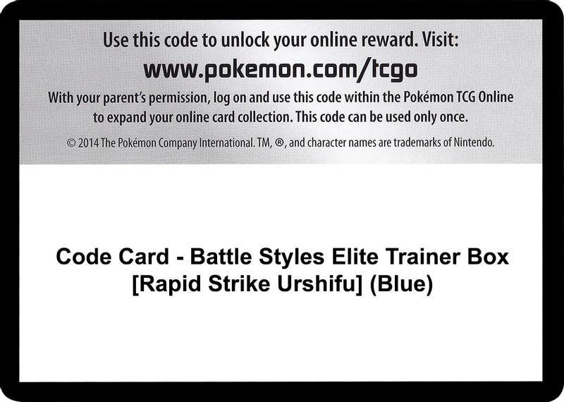 Code Card - Battle Styles Elite Trainer Box [Rapid Strike Urshifu] (Blue) - Code Card