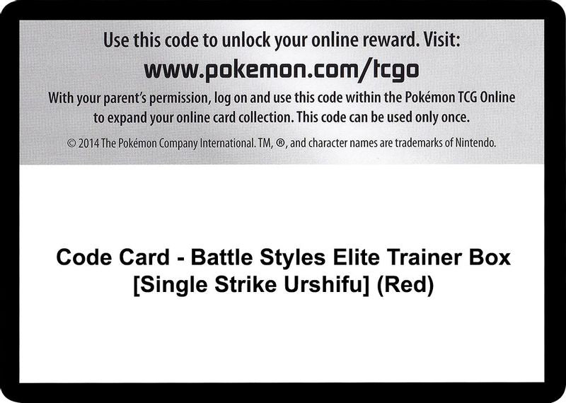 Code Card - Battle Styles Elite Trainer Box [Single Strike Urshifu] (Red) - Code Card