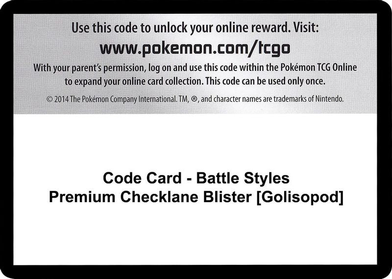 Code Card - Battle Styles Premium Checklane Blister [Golisopod] - Code Card