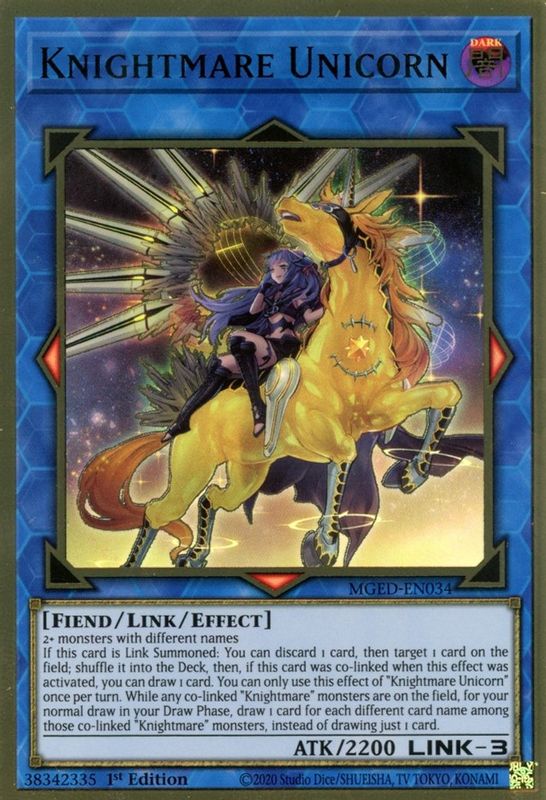 Knightmare Unicorn (Alternate Art) - MGED-EN034 - Premium Gold Rare