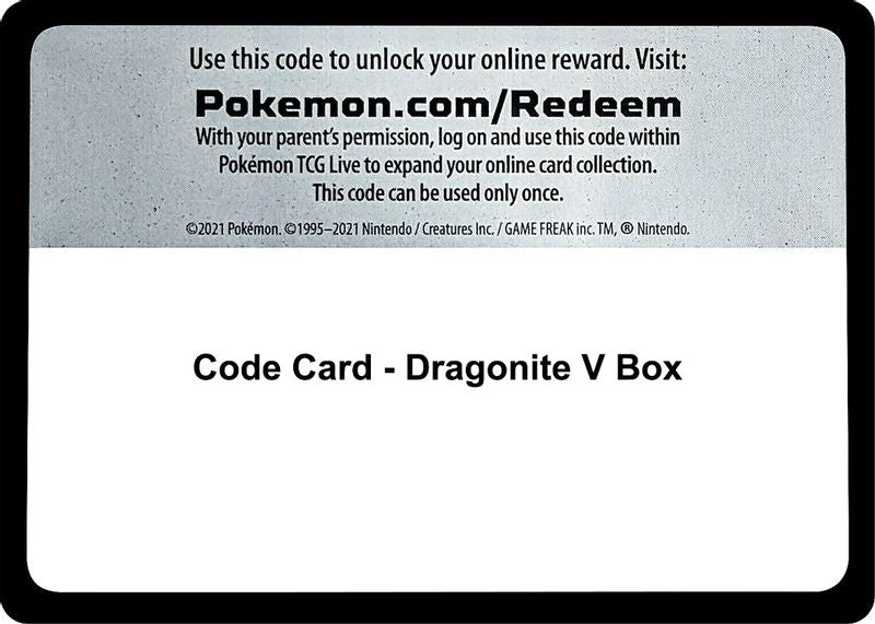 Code Card - Dragonite V Box - Code Card