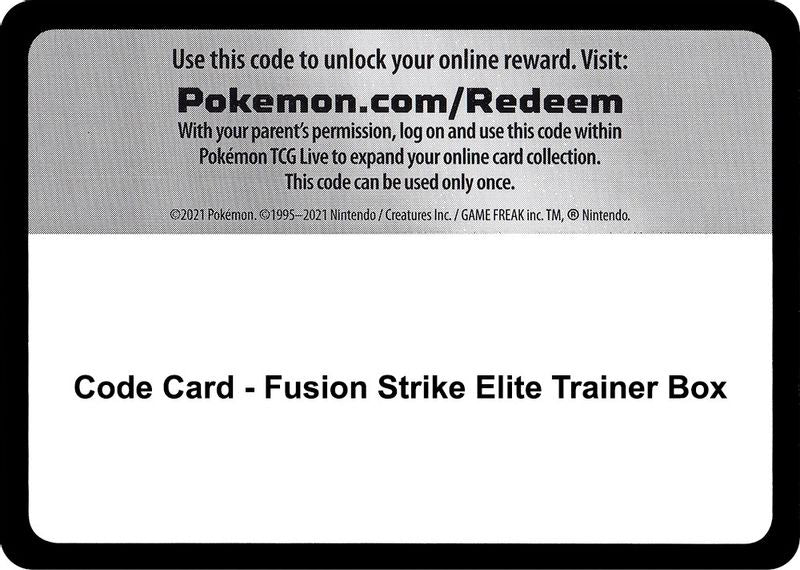 Code Card - Fusion Strike Elite Trainer Box - Code Card