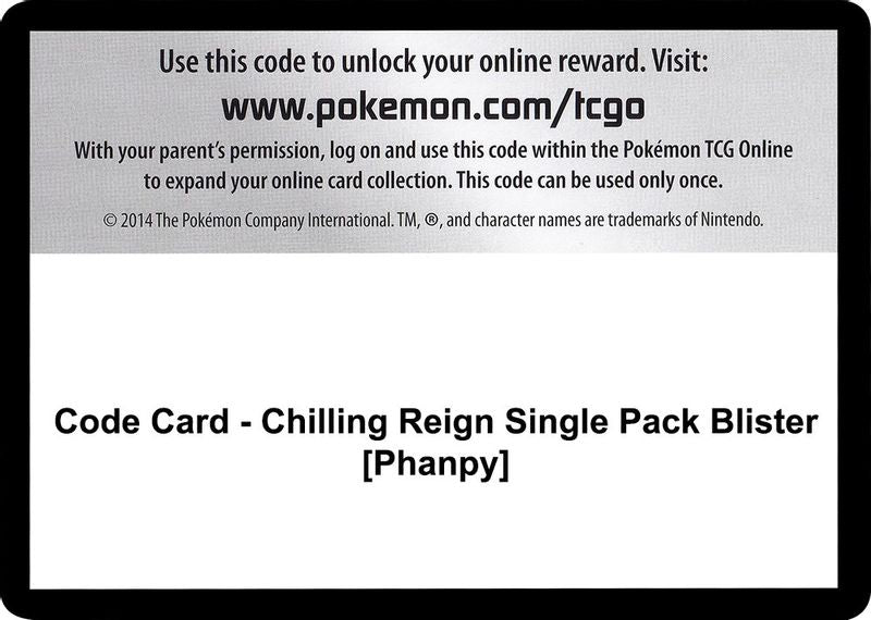 Code Card - Chilling Reign Single Pack Blister [Phanpy] - Code Card