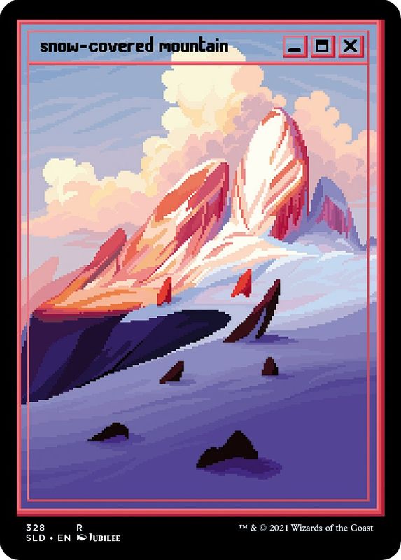 Snow-Covered Mountain (PixelSnowLands.jpg) - 328 - Rare