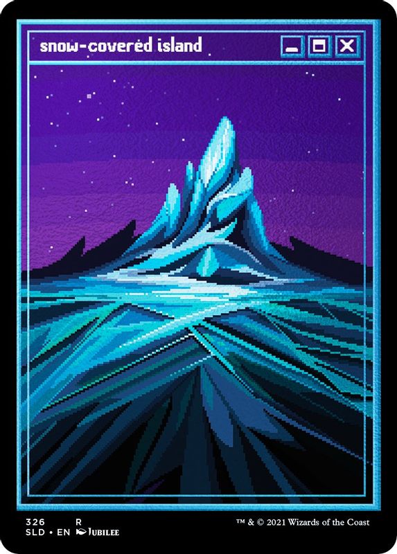 Snow-Covered Island (PixelSnowLands.jpg) (Foil Etched) - 326 - Rare