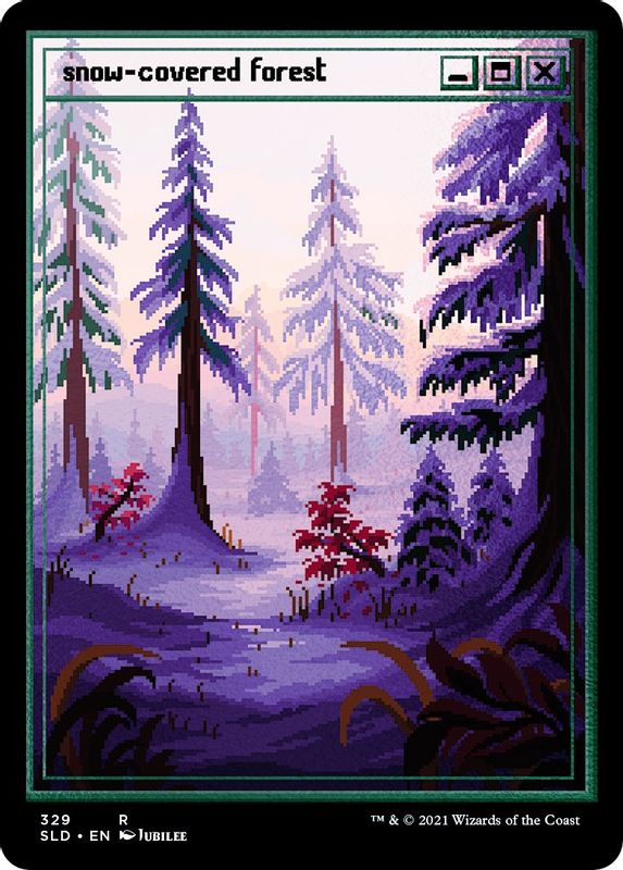 Snow-Covered Forest (PixelSnowLands.jpg) (Foil Etched) - 329 - Rare