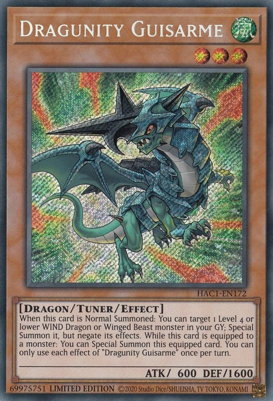 Dragunity Guisarme - HAC1-EN172 - Secret Rare