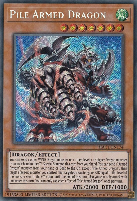 Pile Armed Dragon - HAC1-EN174 - Secret Rare