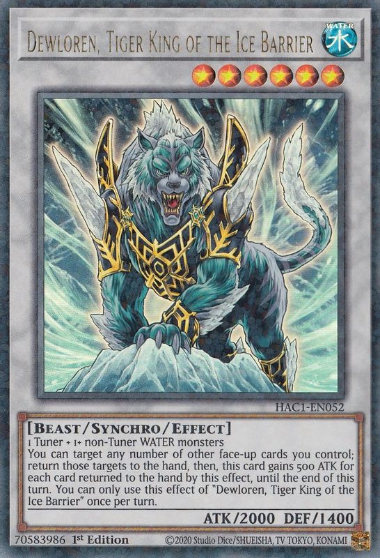 Dewloren, Tiger King of the Ice Barrier (Duel Terminal) - HAC1-EN052 - Duel Terminal Technology Ultra Rare