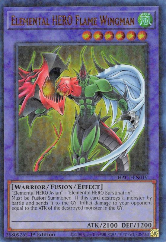 Elemental HERO Flame Wingman (Duel Terminal) - HAC1-EN019 - Duel Terminal Technology Ultra Rare