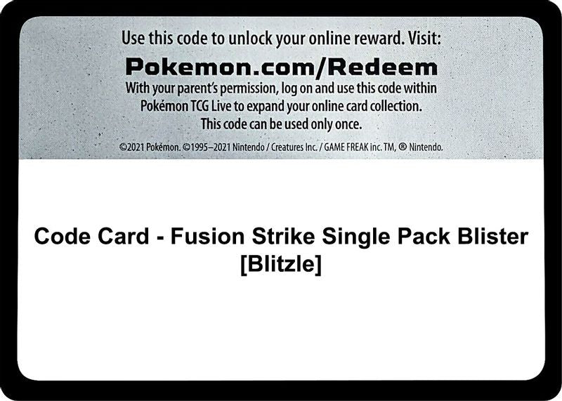 Code Card - Fusion Strike Single Pack Blister [Blitzle] - Code Card