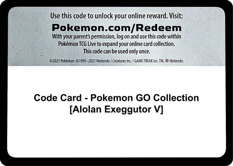 Code Card - Pokemon GO Collection [Alolan Exeggutor V] - Code Card