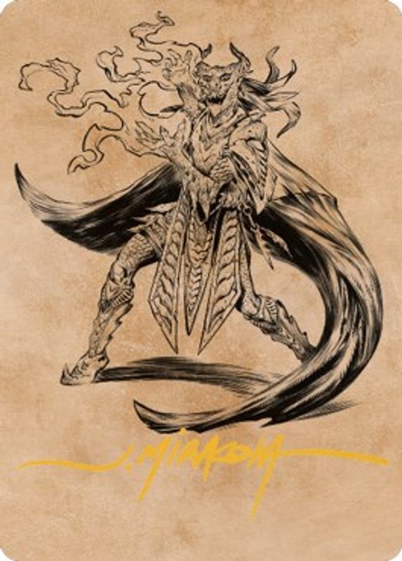 Livaan, Cultist of Tiamat Art Card (Gold-Stamped Signature) - 55 - Special