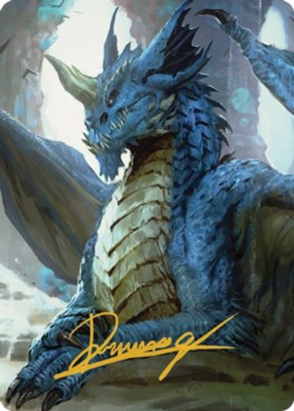 Young Blue Dragon Art Card (Gold-Stamped Signature) - 27 - Special