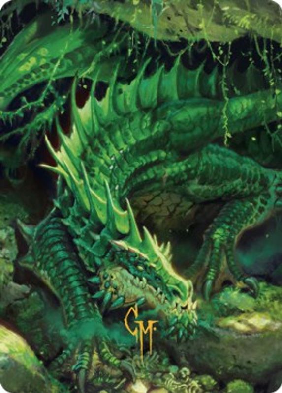 Adult Green Dragon Art Card (Gold-Stamped Signature) - 1 - Special