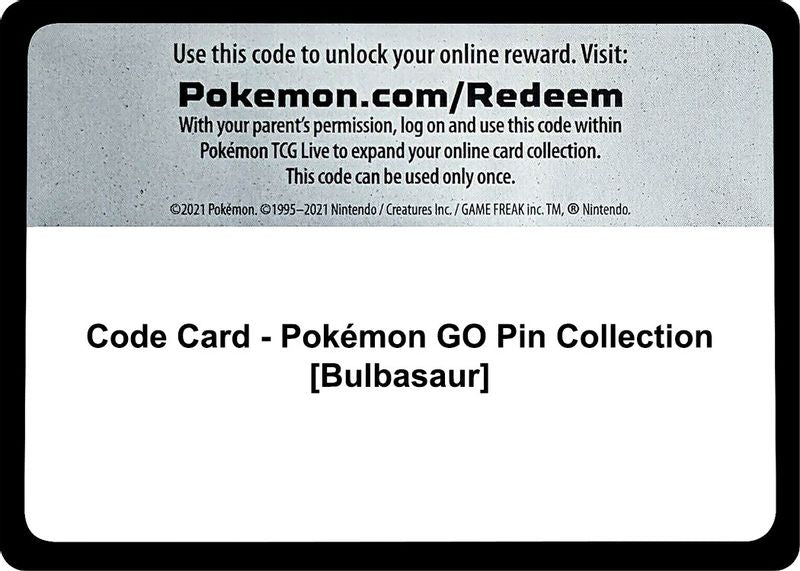 Code Card - Pokemon GO Pin Collection [Bulbasaur] - Code Card