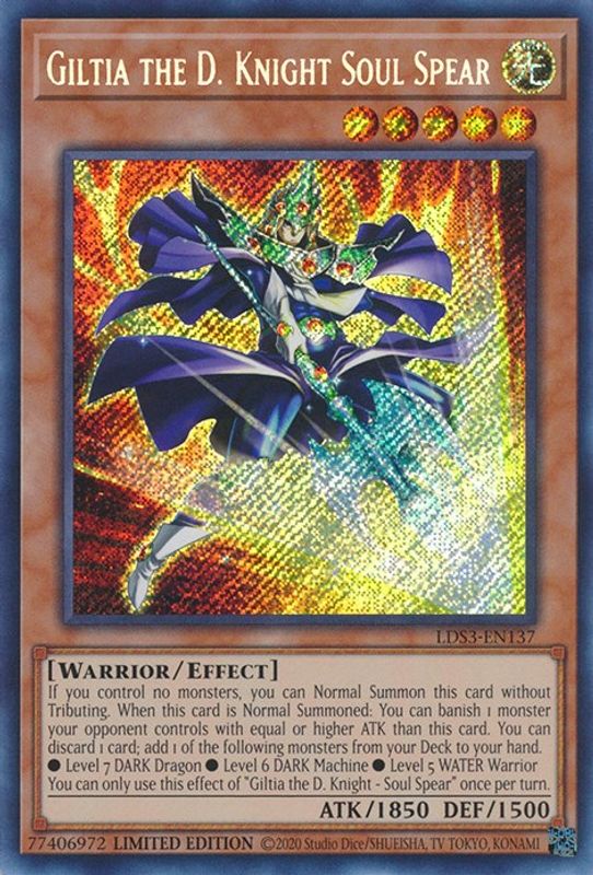 Giltia the D. Knight Soul Spear - LDS3-EN137 - Secret Rare