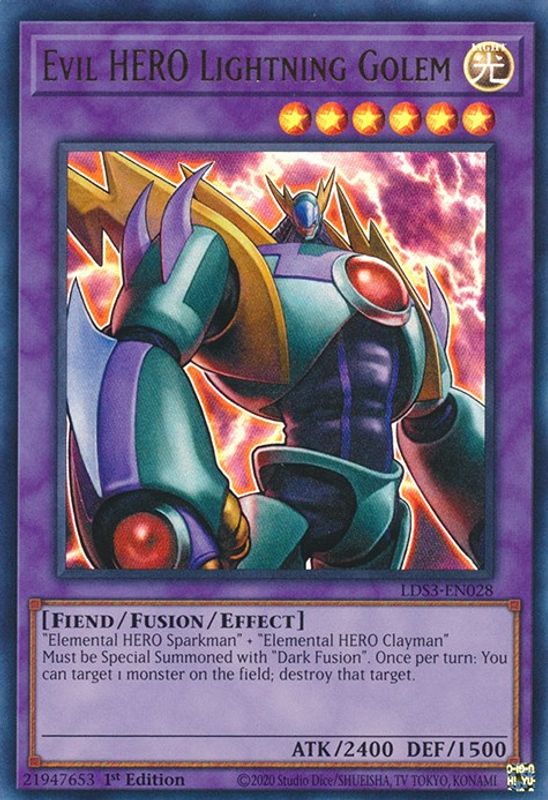 Evil HERO Lightning Golem - LDS3-EN028 - Ultra Rare