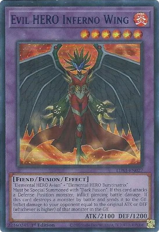 Evil HERO Inferno Wing (Blue) - LDS3-EN027 - Ultra Rare