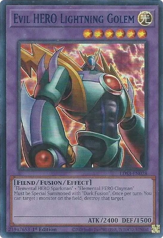 Evil HERO Lightning Golem (Blue) - LDS3-EN028 - Ultra Rare