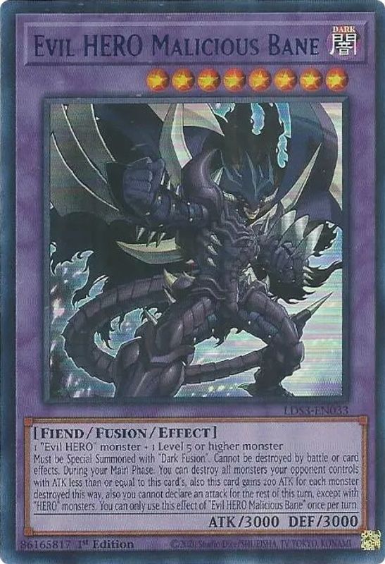 Evil HERO Malicious Bane (Blue) - LDS3-EN033 - Ultra Rare