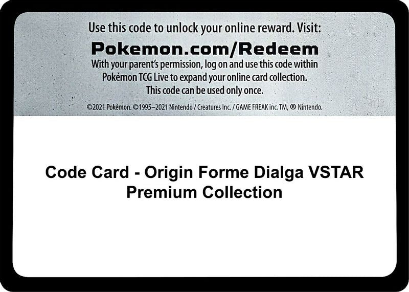 Code Card - Origin Forme Dialga VSTAR Premium Collection - Code Card