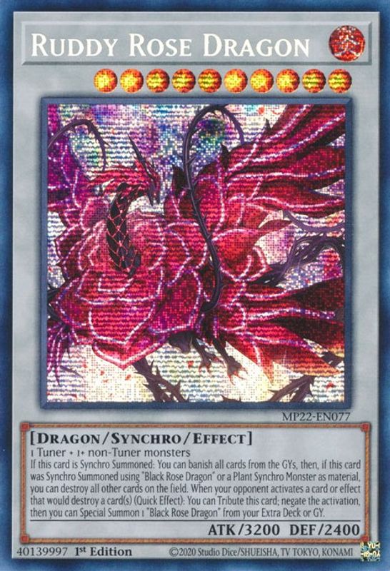 Ruddy Rose Dragon - MP22-EN077 - Prismatic Secret Rare