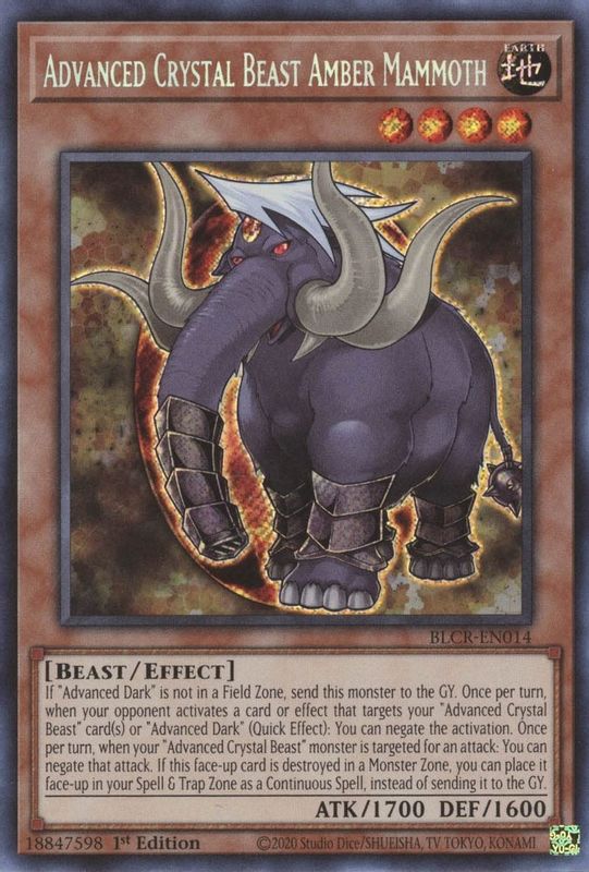 Advanced Crystal Beast Amber Mammoth - BLCR-EN014 - Secret Rare