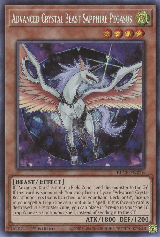 Advanced Crystal Beast Sapphire Pegasus - BLCR-EN016 - Secret Rare