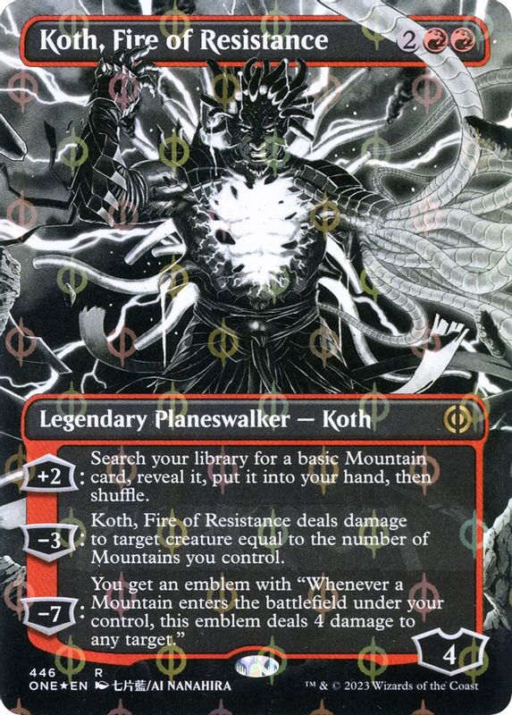 Koth, Fire of Resistance (Borderless) (Step-and-Compleat Foil) - 446 - Rare