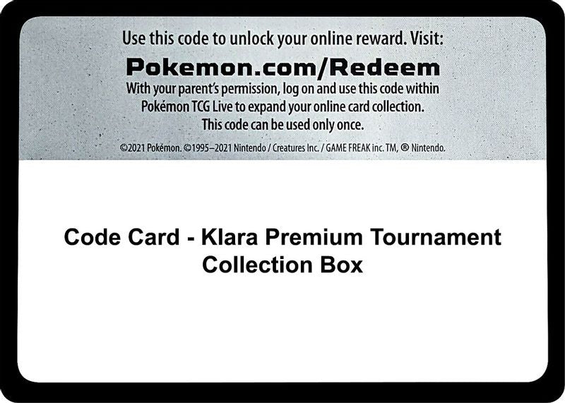 Code Card -  Klara Premium Tournament Collection Box - Code Card