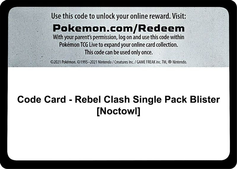 Code Card - Rebel Clash Single Pack Blister [Noctowl] - Code Card