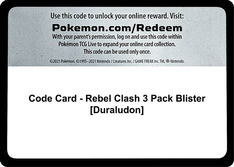 Code Card - Rebel Clash 3 Pack Blister [Duraludon] - Code Card