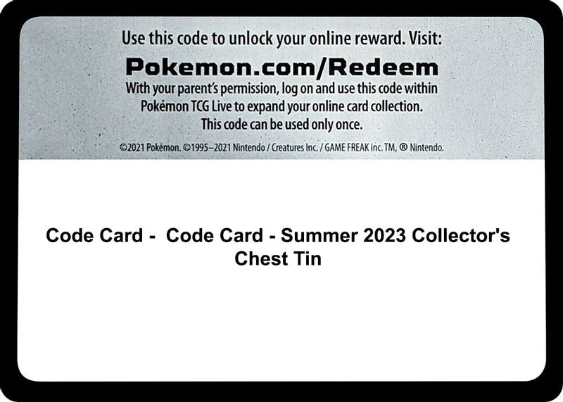 Code Card - Summer 2023 Collector's Chest Tin - Code Card