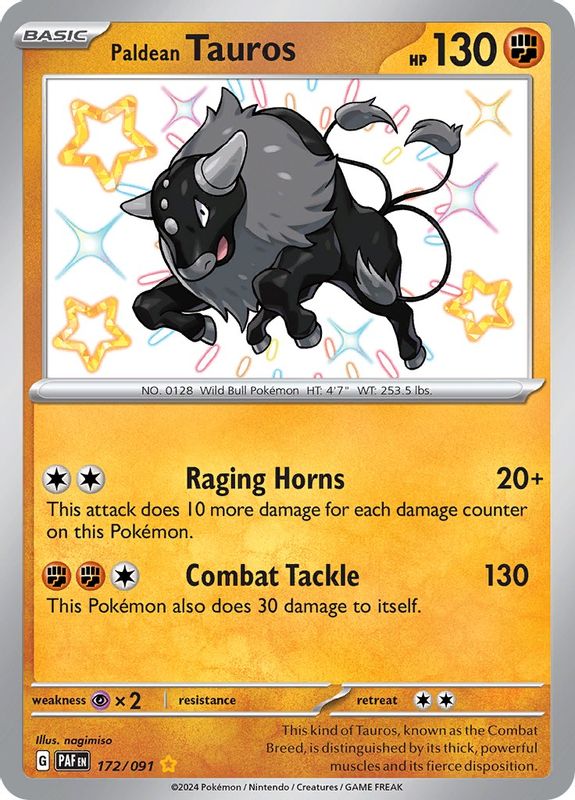 Paldean Tauros - 172/091 - 172/091 - Shiny Rare