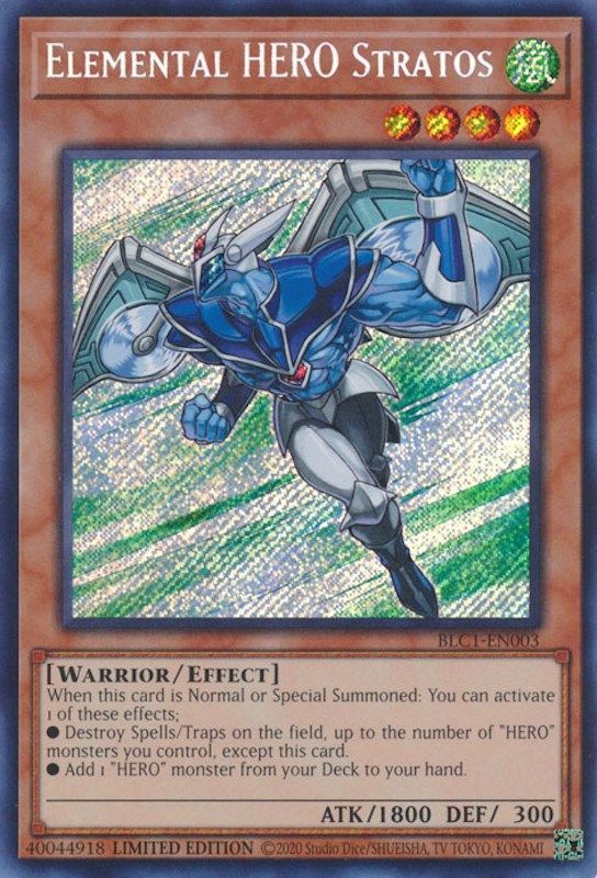 Elemental HERO Stratos - BLC1-EN003 - Secret Rare