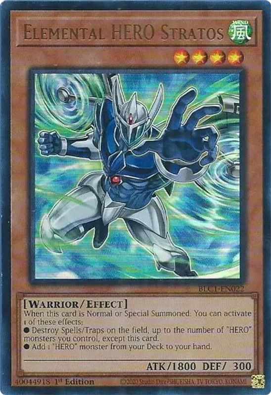 Elemental HERO Stratos (Alternate Art) - BLC1-EN022 - Ultra Rare