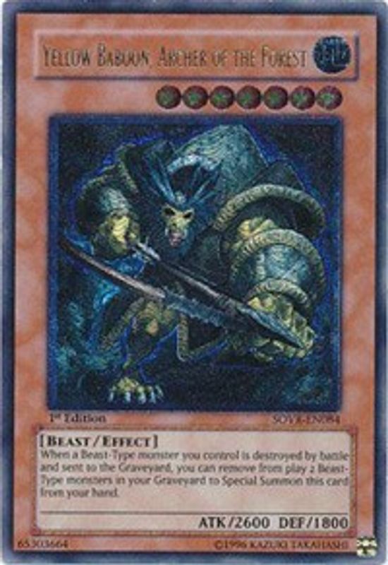 Yellow Baboon, Archer of the Forest (UTR) - SOVR-EN084 - Ultimate Rare